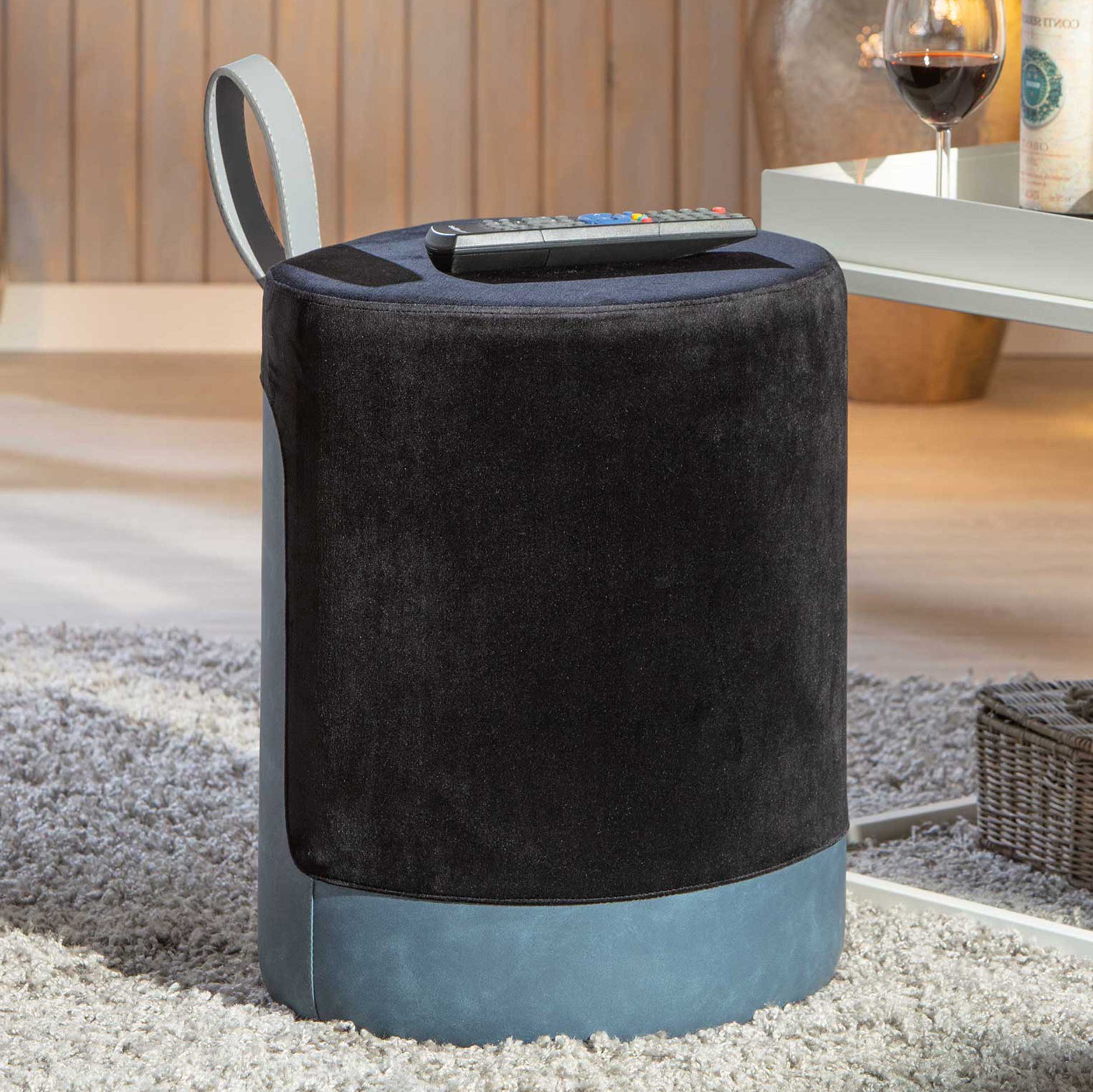 Pouf Osane velours - noir