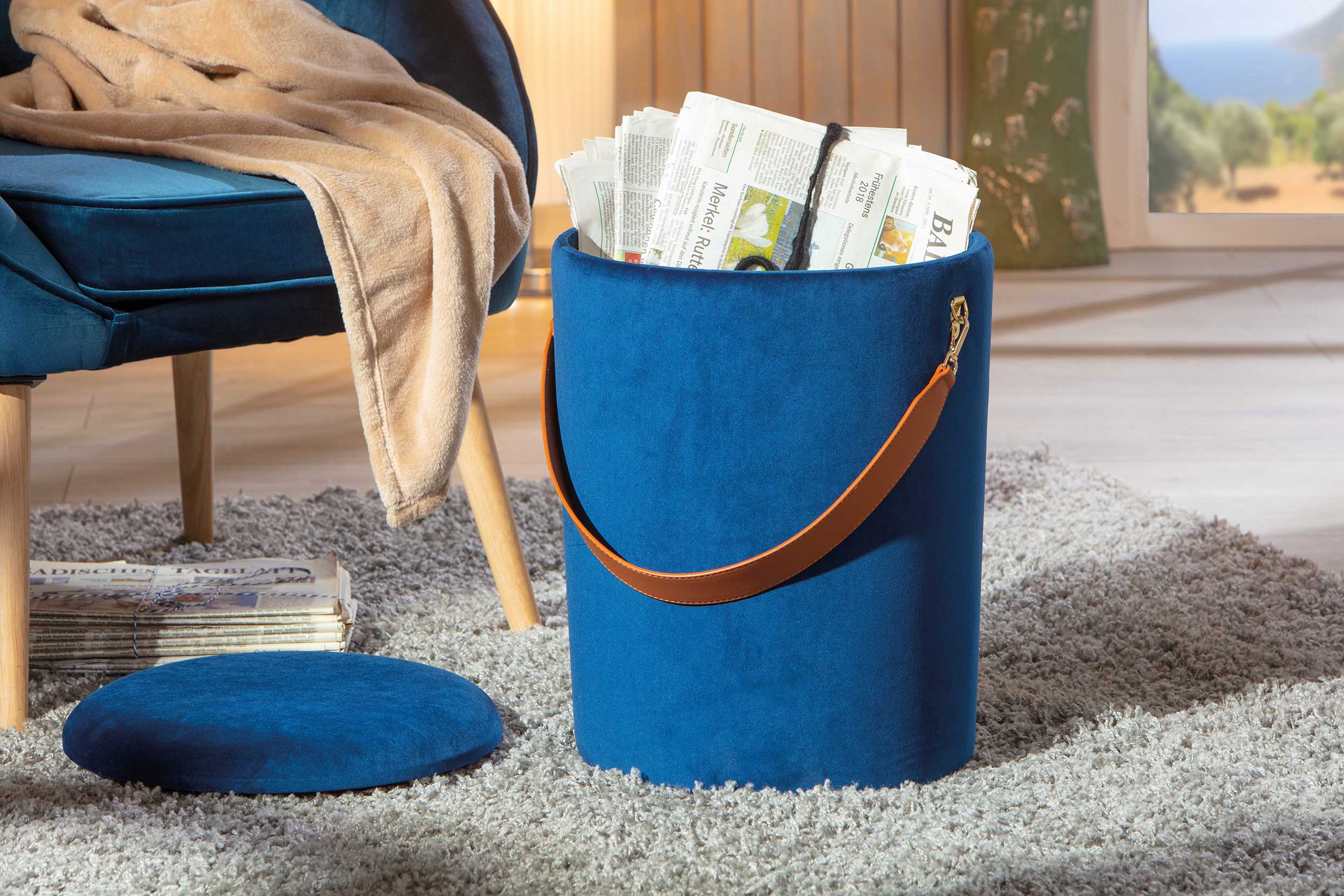 Pouf Papua avec couvercle - bleu - Image 4