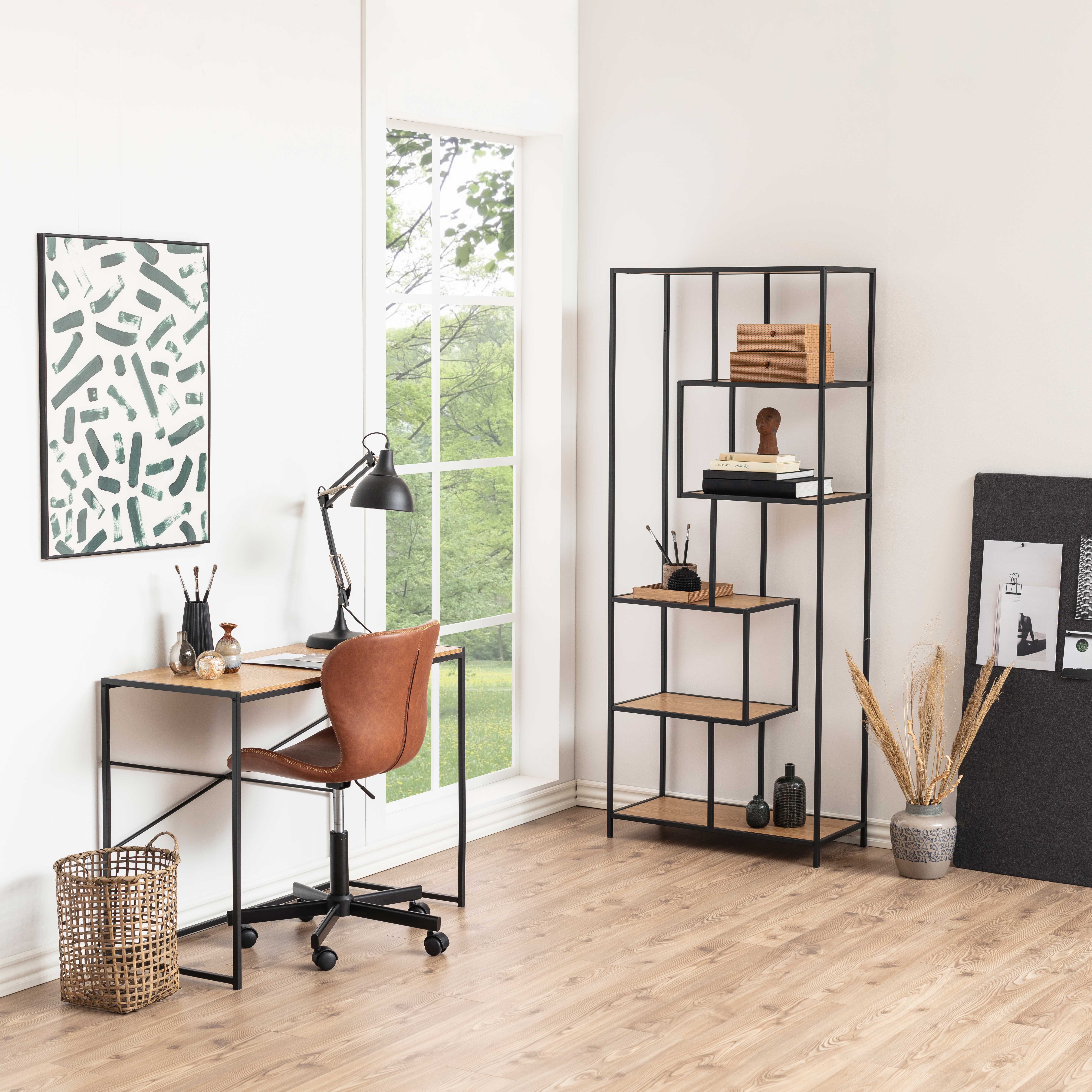 Rack Seaford avec 4 étagères flottantes - chêne sauvage/ noir - Image 8