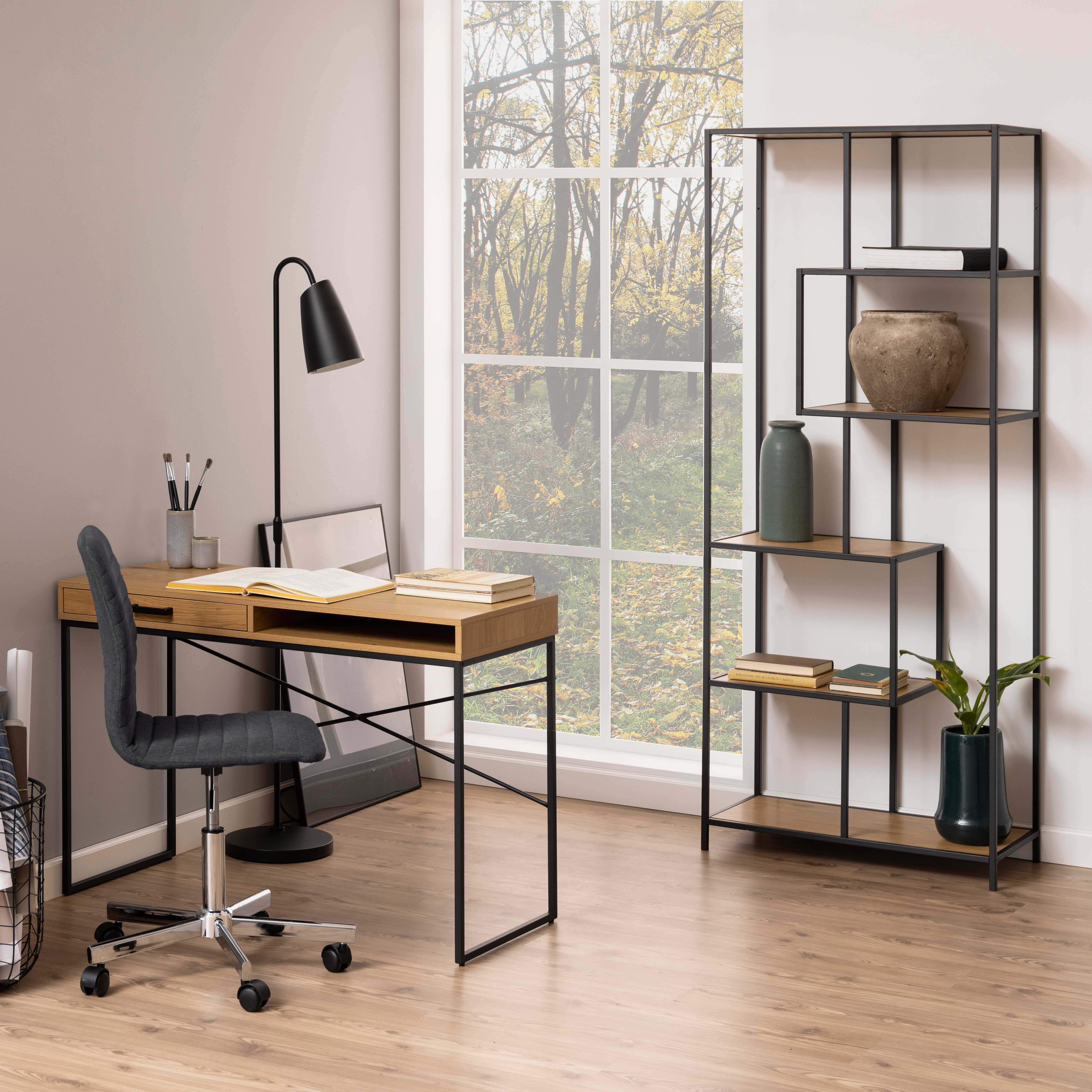 Rack Seaford avec 4 étagères flottantes - chêne sauvage/ noir - Image 9