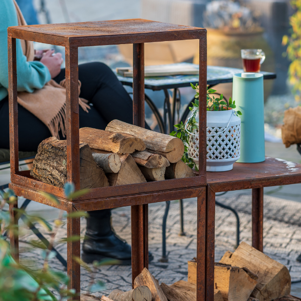 Range-bûches Elara 50x40x50cm acier - rouille - Image 4