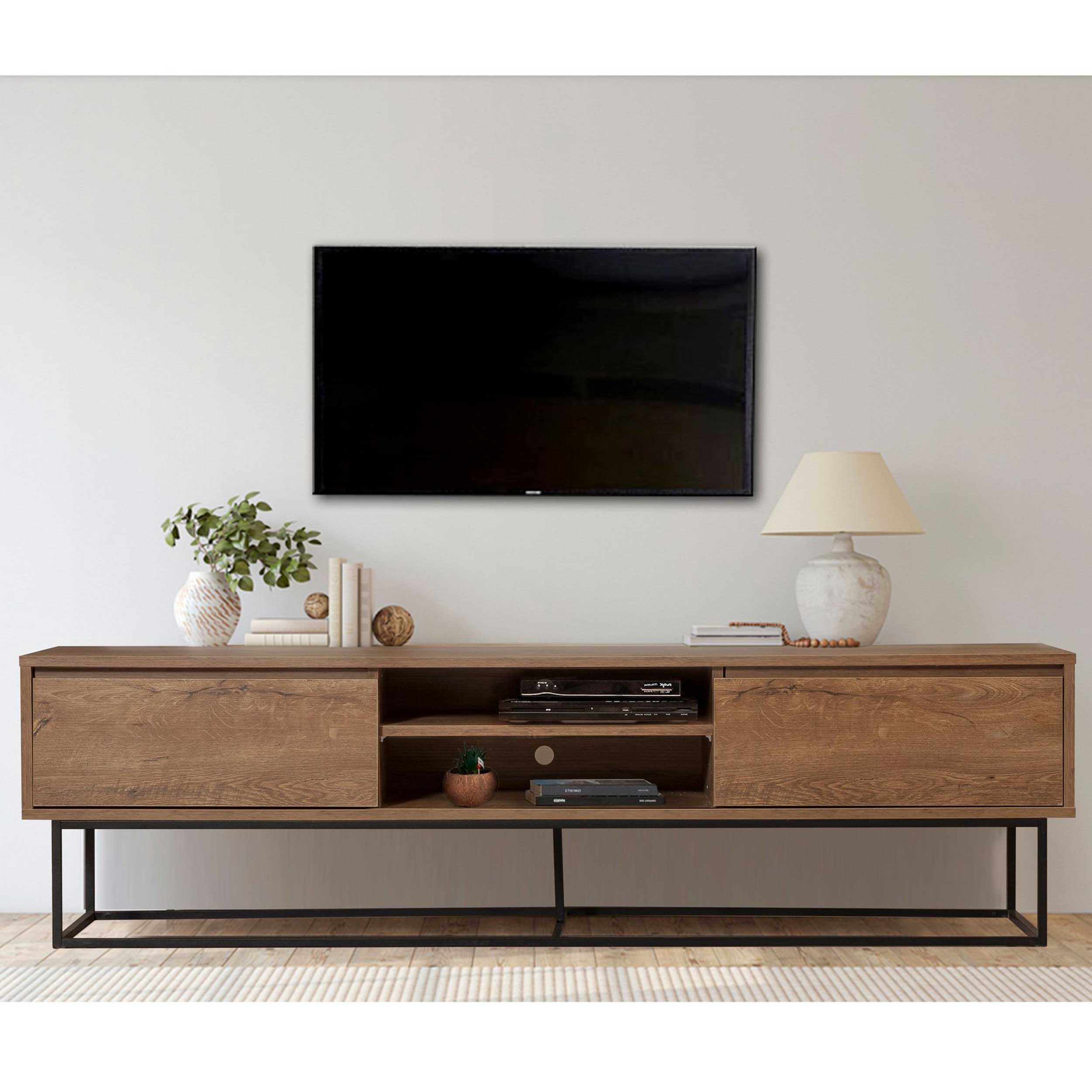 Rodez 180 Meuble TV | 100 % MÉLAMINE | Noyer, Noir