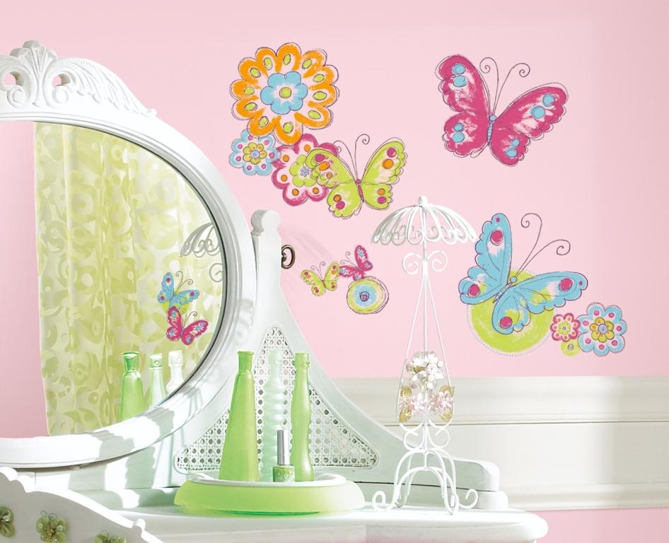 RoomMates stickers muraux - Papillons effet peint à la main