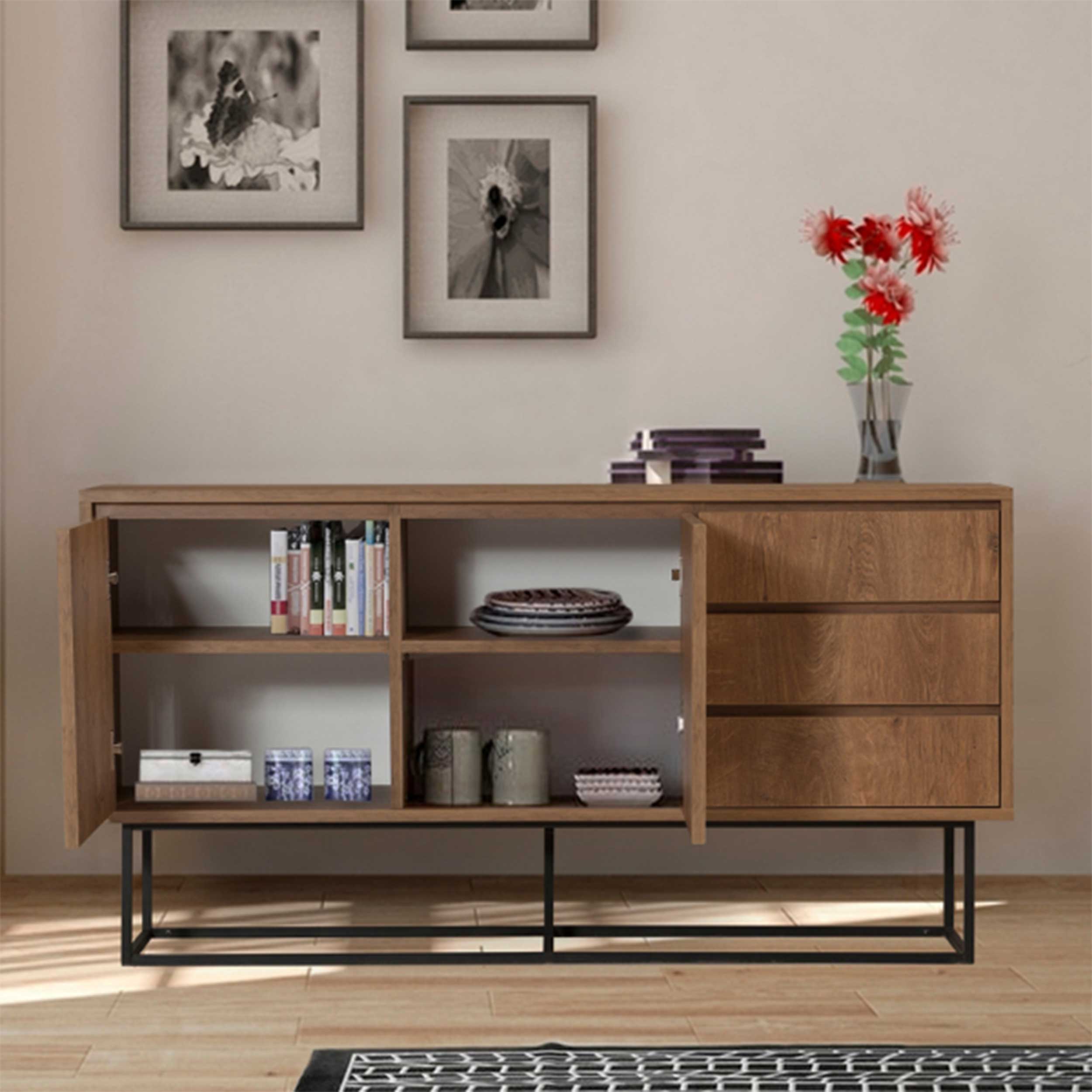 Ruba Console | 100 % MÉLAMINE | Noyer, Noir - Image 8