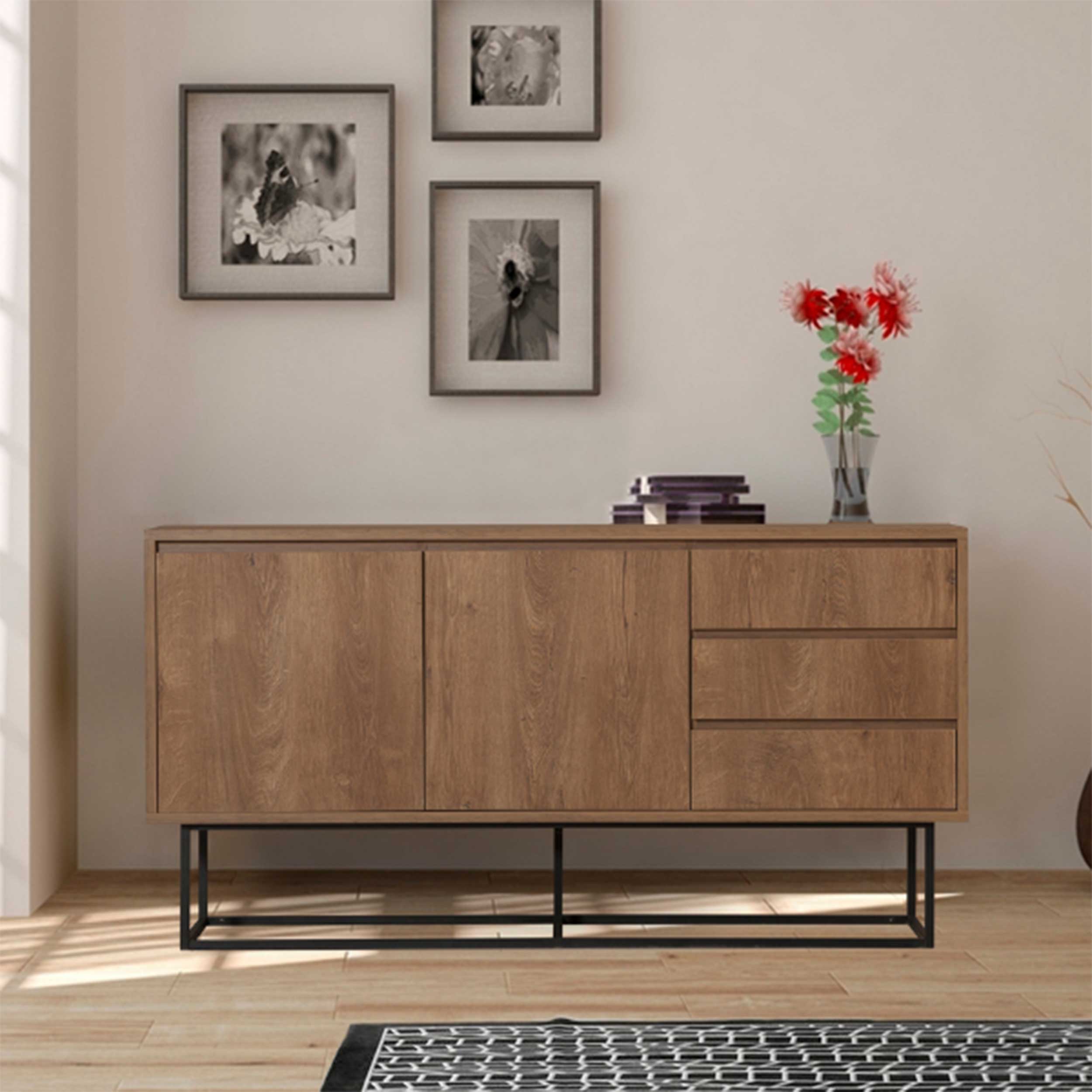 Ruba Console | 100 % MÉLAMINE | Noyer, Noir - Image 9
