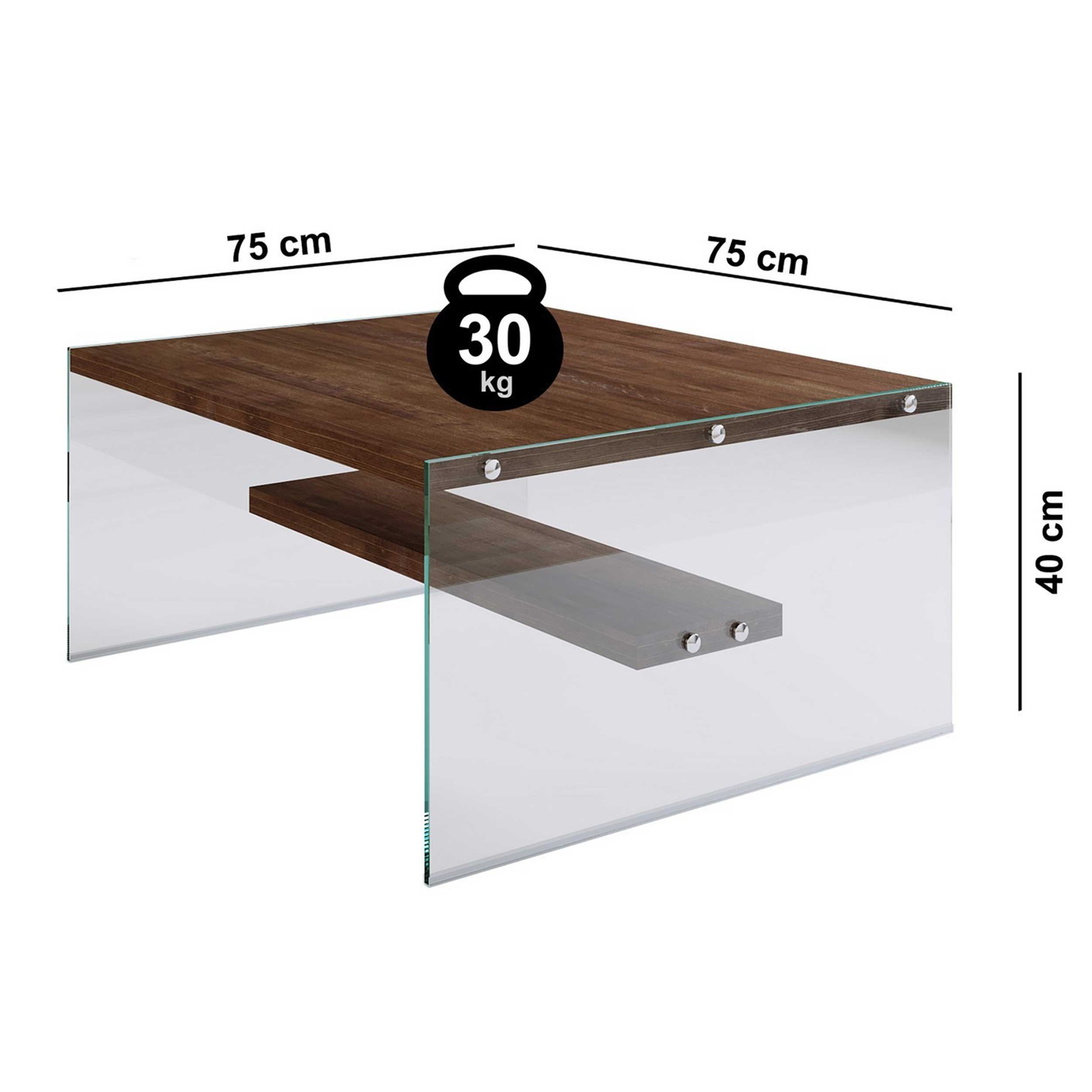 S1 Table basse | VERRE TREMPÉ | Noyer - Image 2
