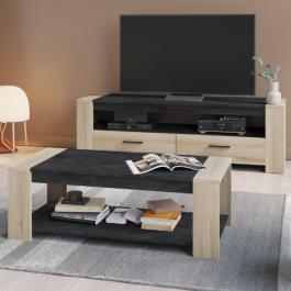 Salle de séjour Shane-chêne Kronberg/noir Sidewalk