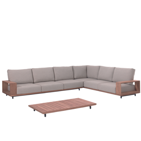 Salon de jardin Cabo Verde teak et oléfine - bois teck/écru - Image 2