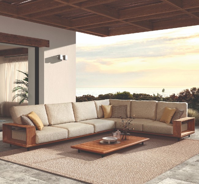 Salon de jardin Cabo Verde teak et oléfine - bois teck/écru - Image 1