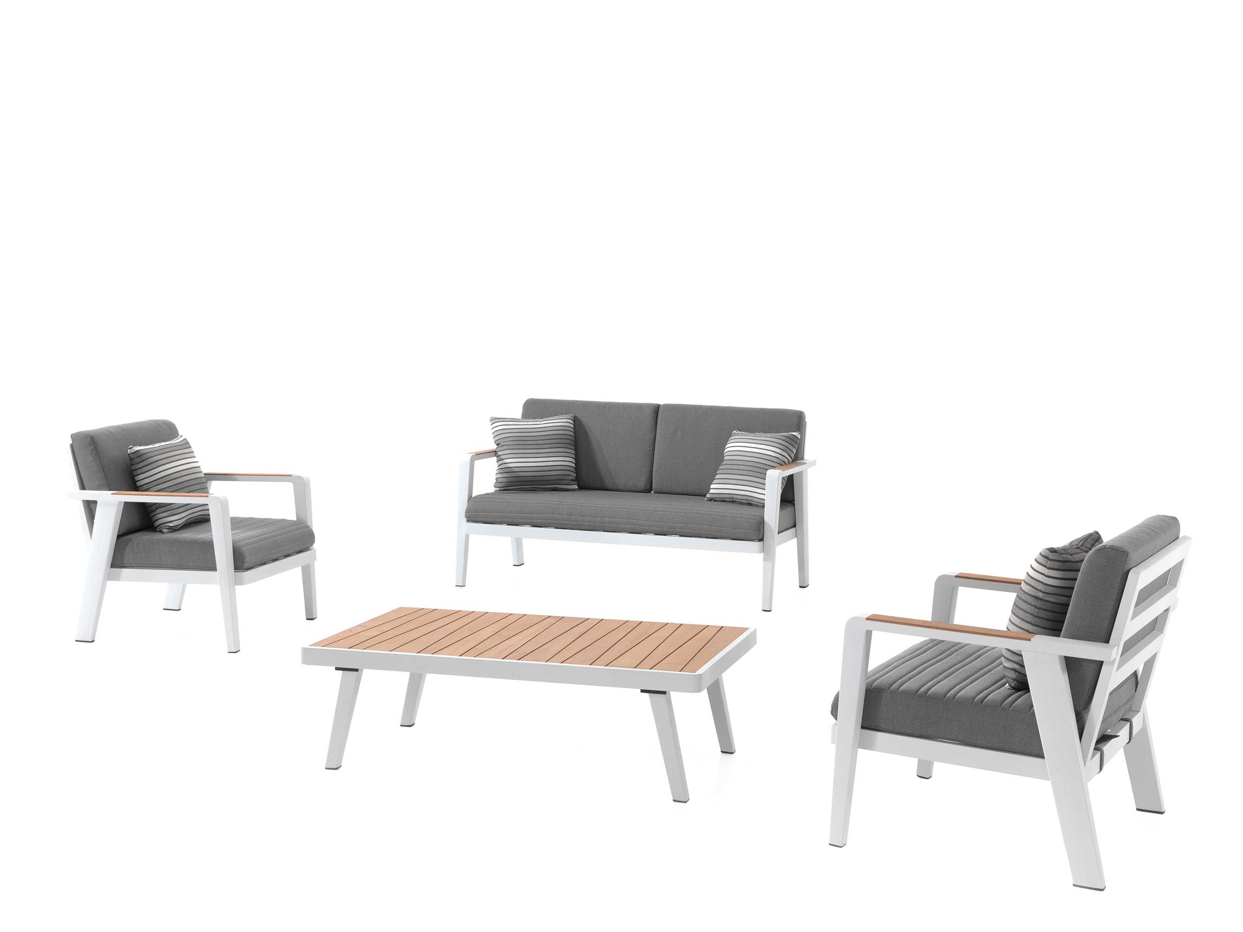 Salon de jardin Guadeloupe - blanc/teck - Image 4