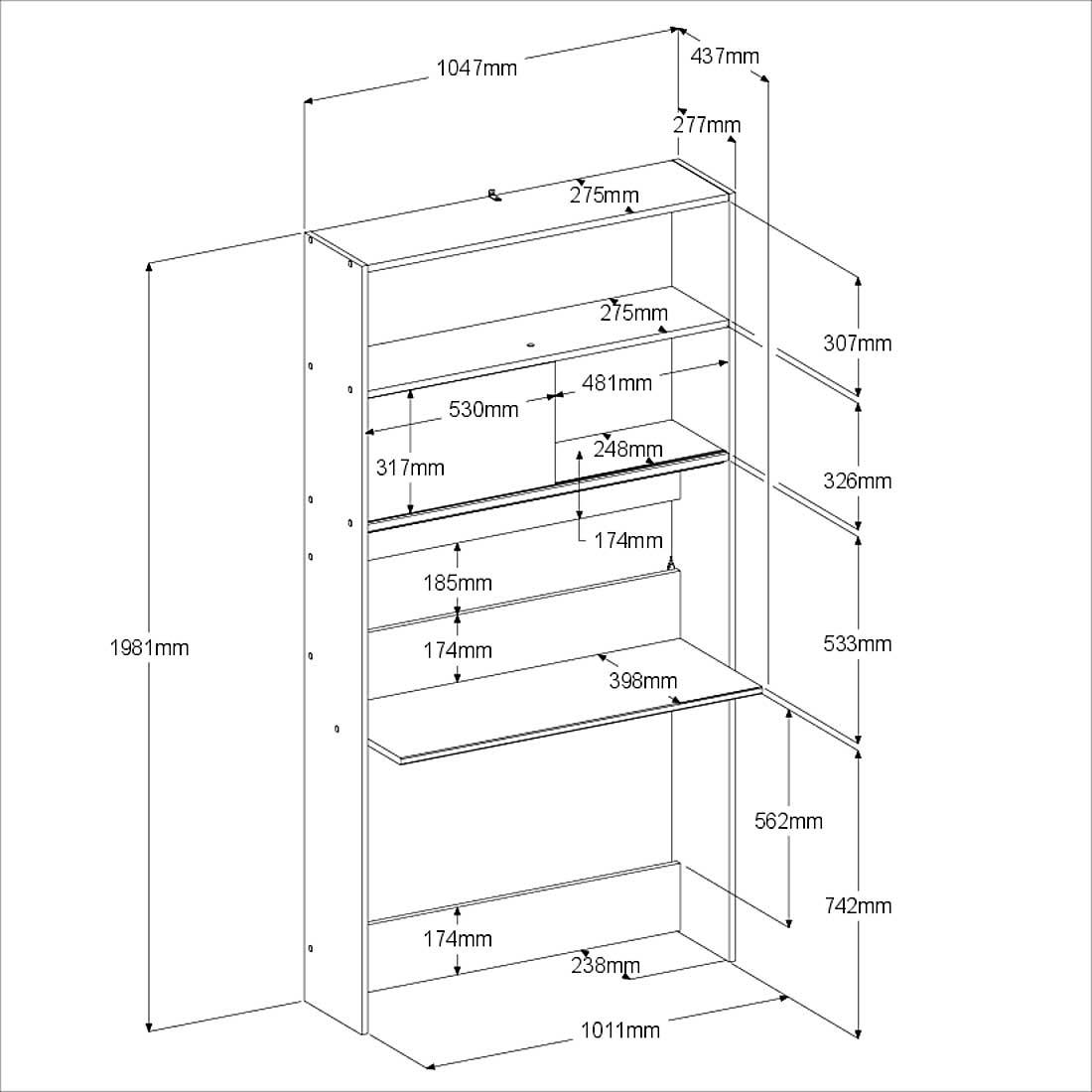 Secretaire Fina 105 cm - chêne - Image 4