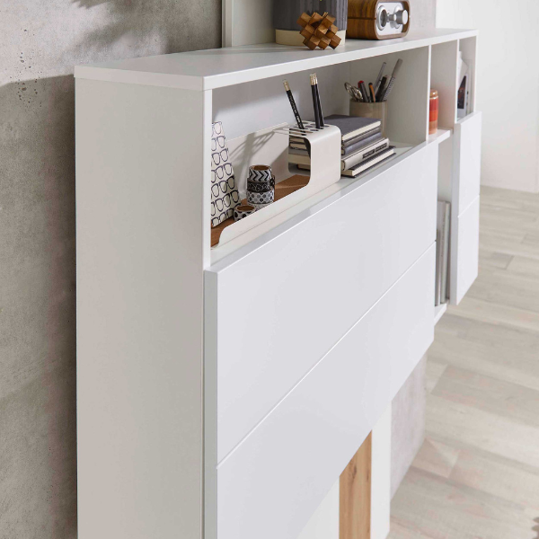 Secretaire Inovo 120cm 1 porte - blanc/chêne - Image 3