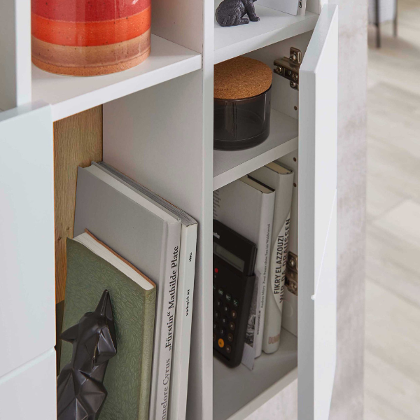 Secretaire Inovo 120cm 1 porte - blanc/chêne - Image 5