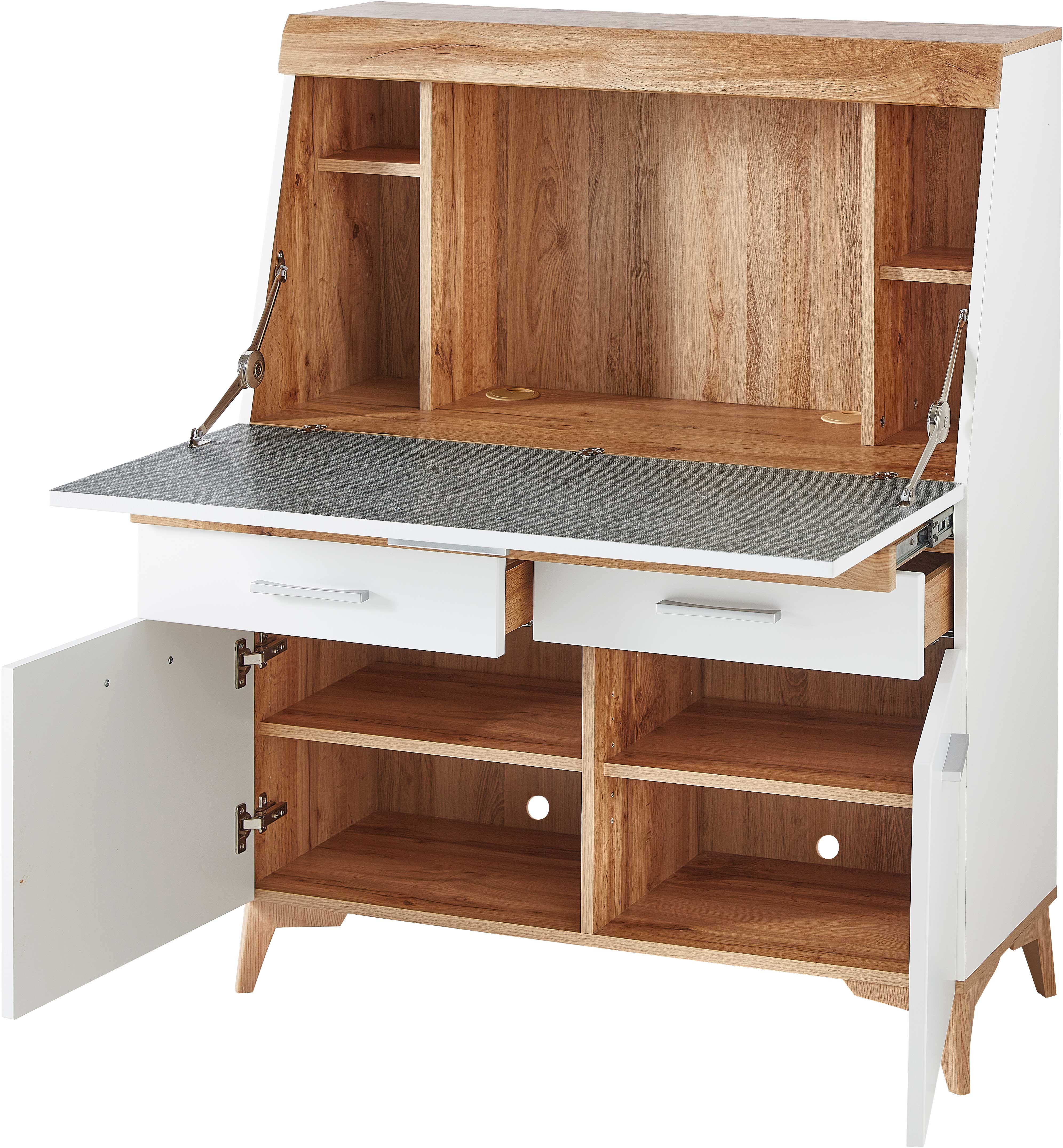 Secrétaire Vanya avec 3 portes & 2 tiroirs - blanc/chêne - Image 3