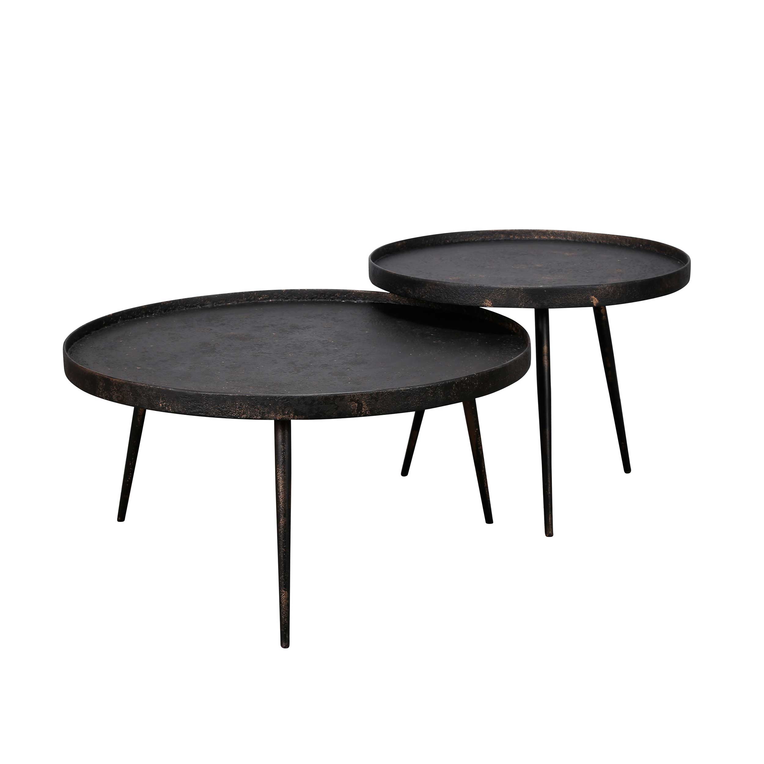 Set de 2 tables basses Lima ø76 industriel - gris - Image 2