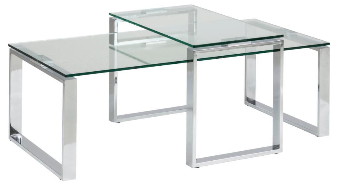 Set de 2 tables basses Nicola avec plateaux en verre - gris - Image 3