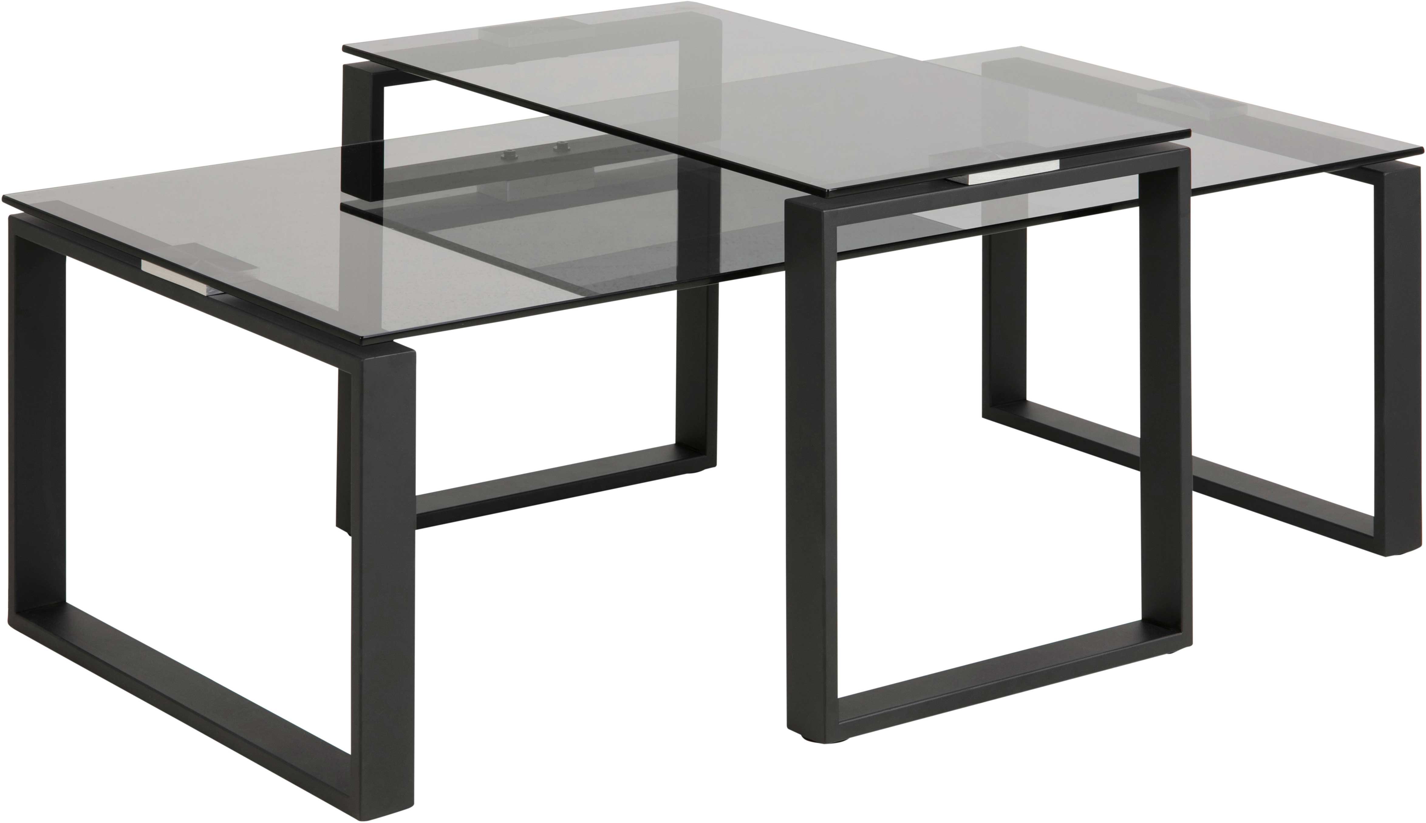 Set de 2 tables basses Nicola avec plateaux en verre - noir - Image 10