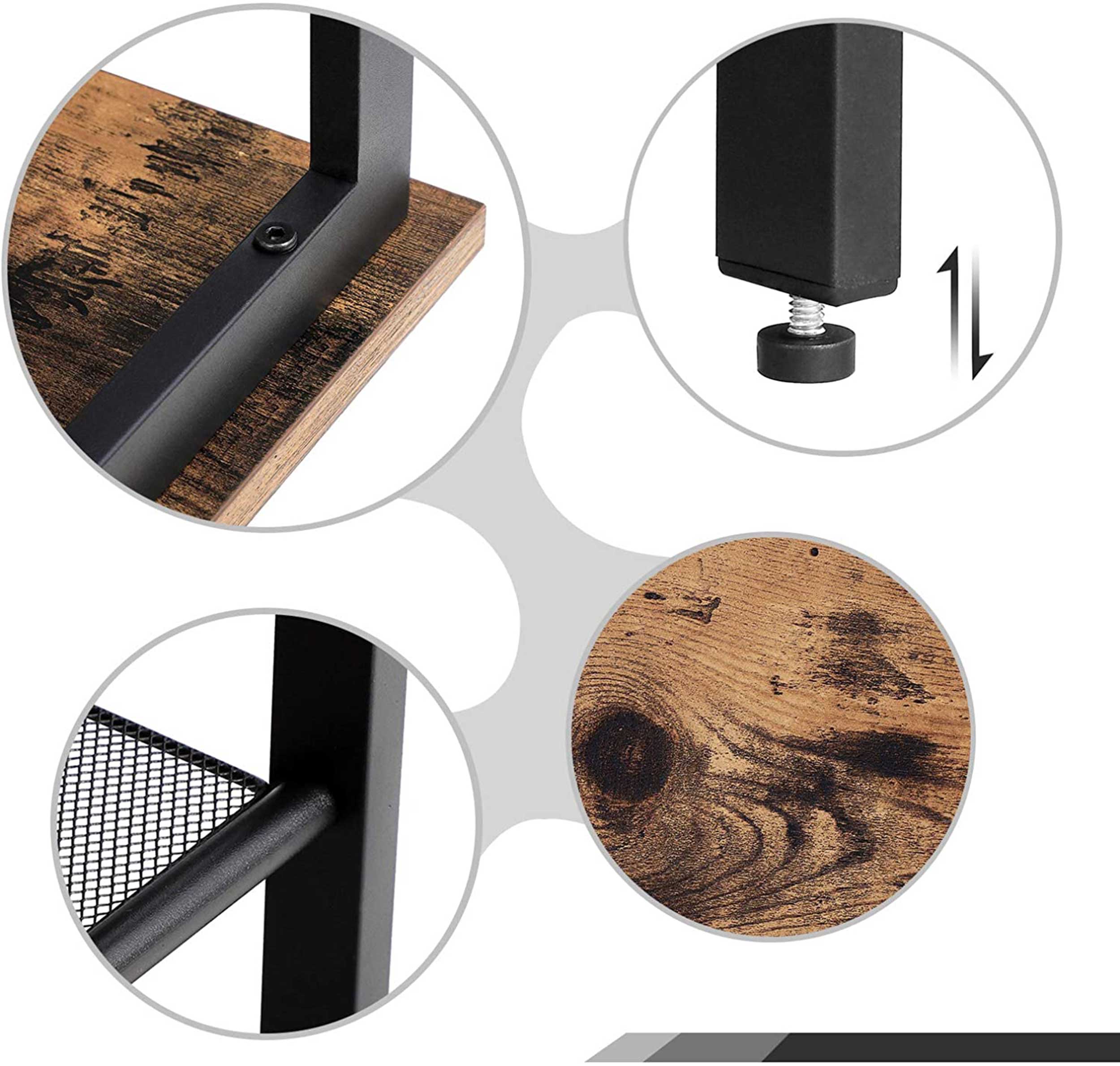 Set de 2 tables d'appoint Brad 40x40 2 tablettes - brun rustique/noir - Image 4