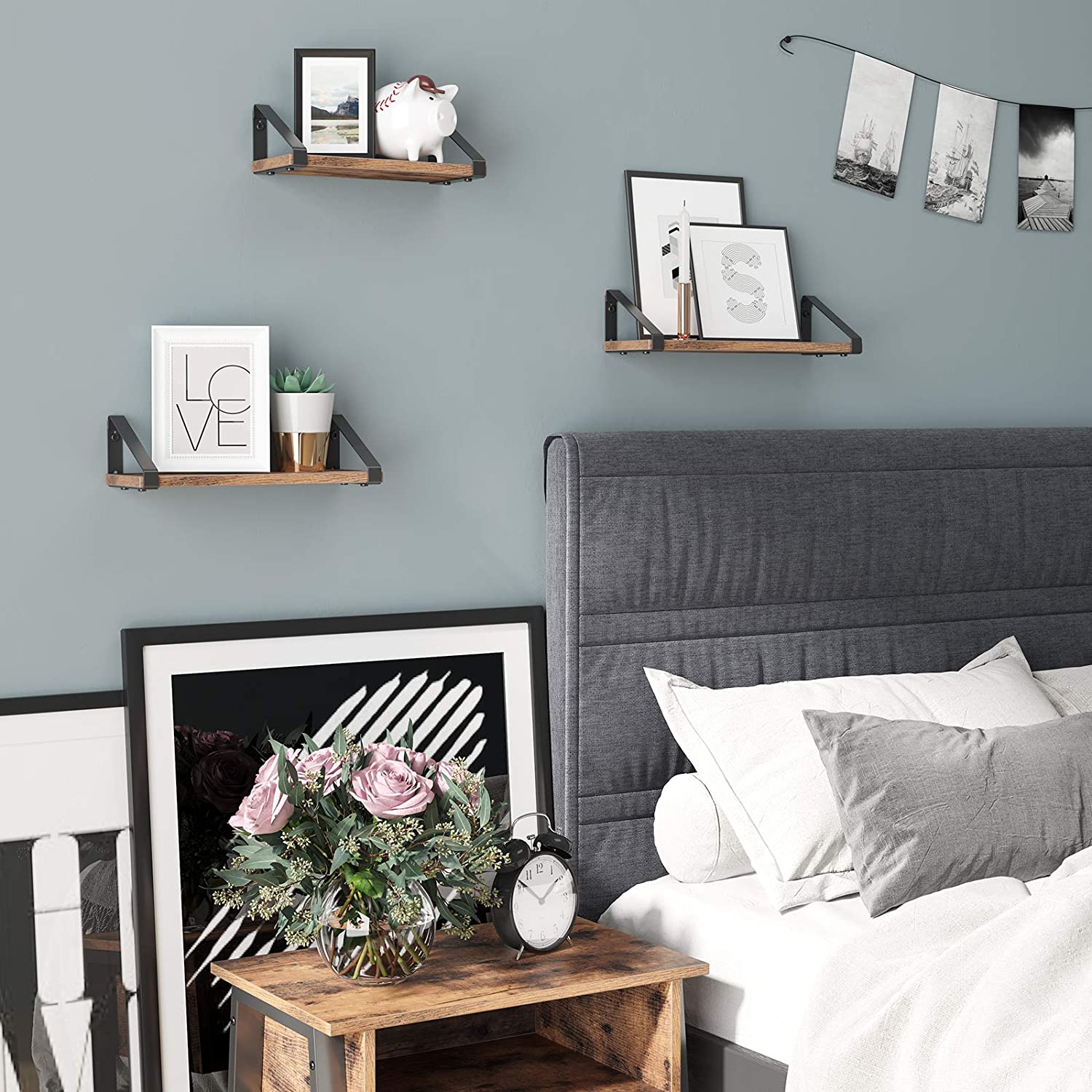 Set de 3 tablettes murales Sheldon - brun rustique - Image 5