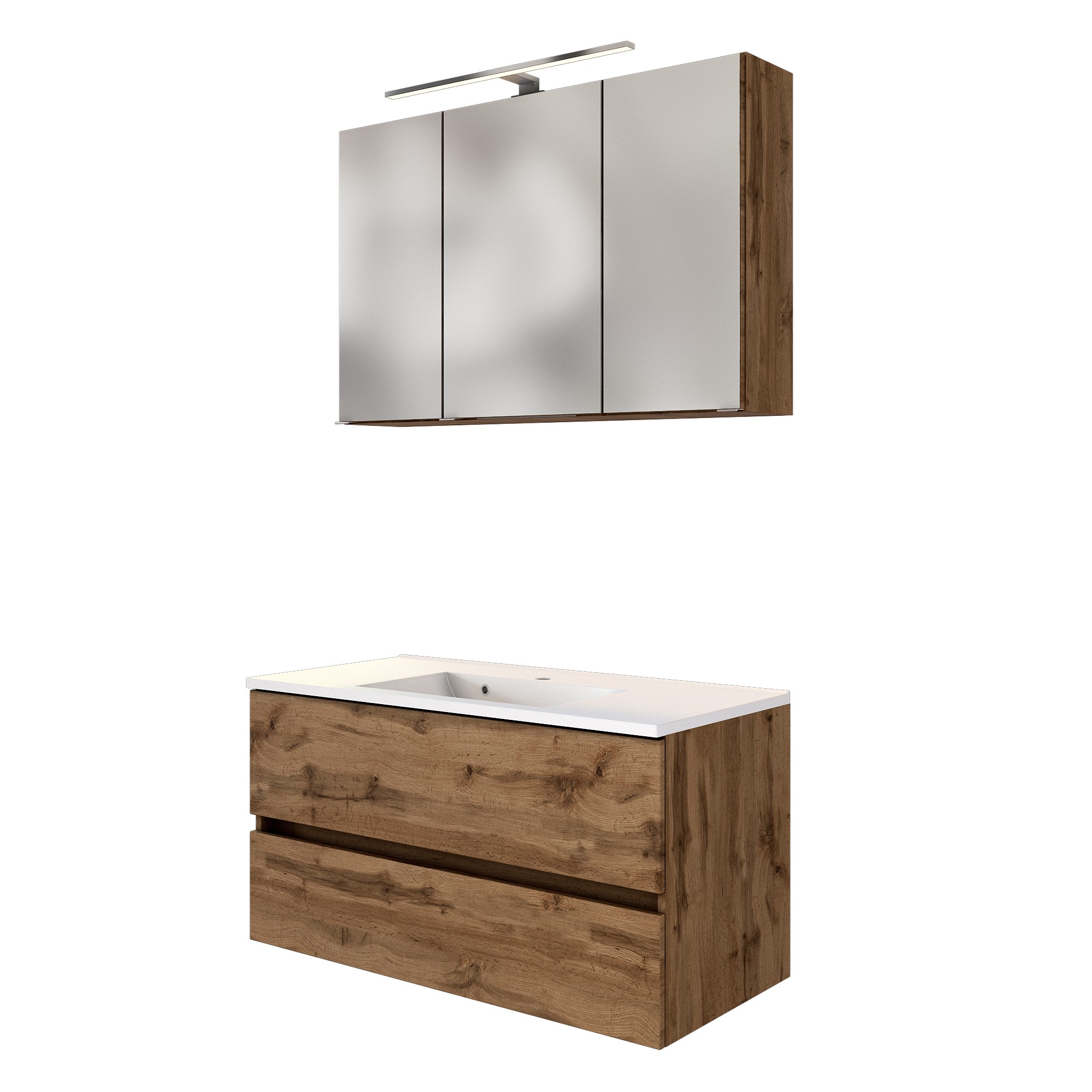 Set meuble lavabo Brama 100cm - chêne wotan - Image 4