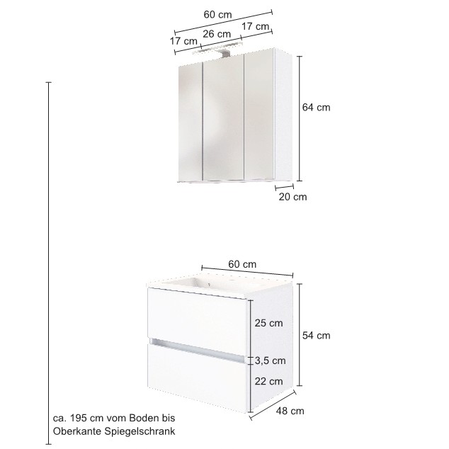 Set meuble lavabo Brama 60cm - blanc - Image 2