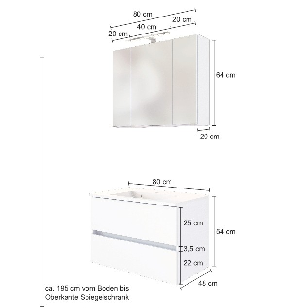 Set meuble lavabo Brama 80cm - graphite/gris mat - Image 2