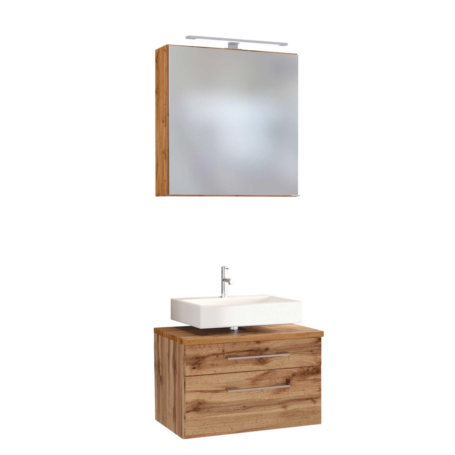 Set meuble sous lavabo & armoire de toilette Dasa 60cm - chêne wotan