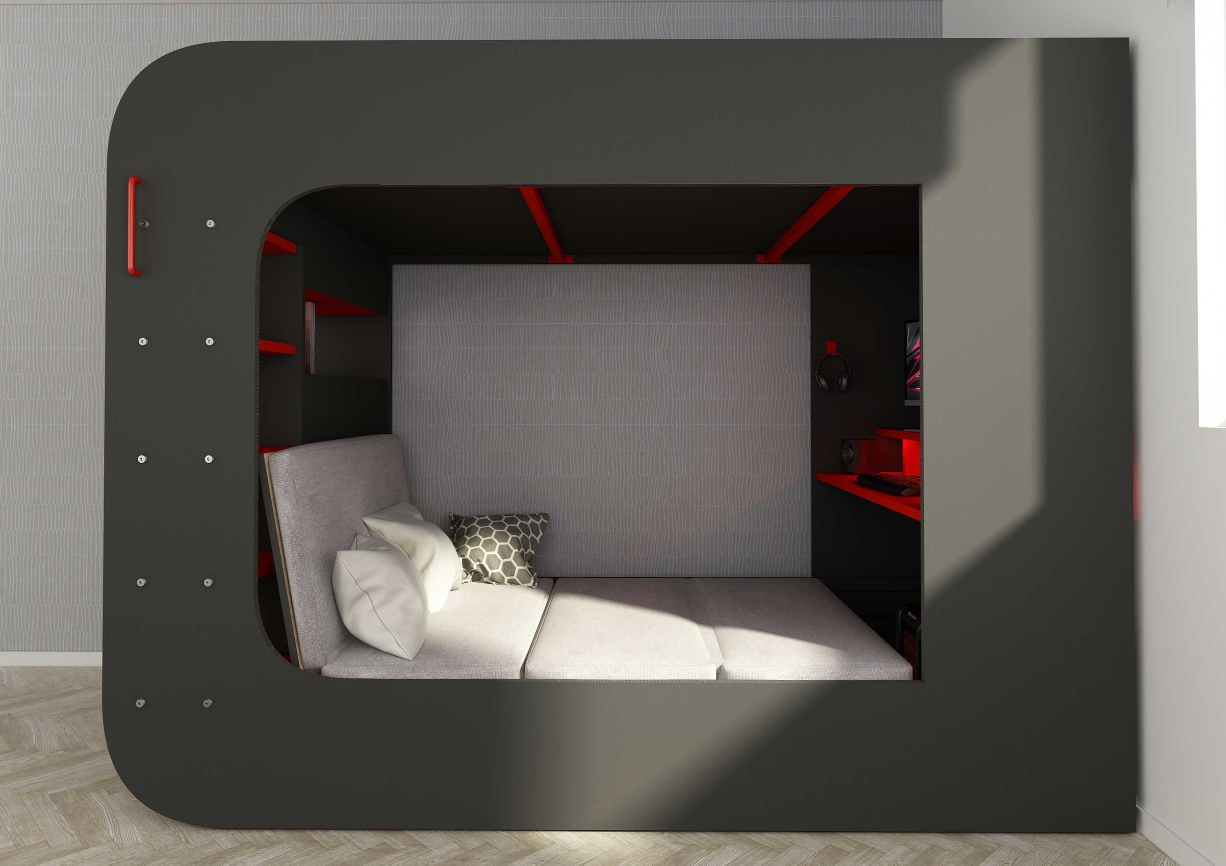 Sommier pliant avec coussin d'assise pour lit mezzanine Graham 120x200cm - Image 3