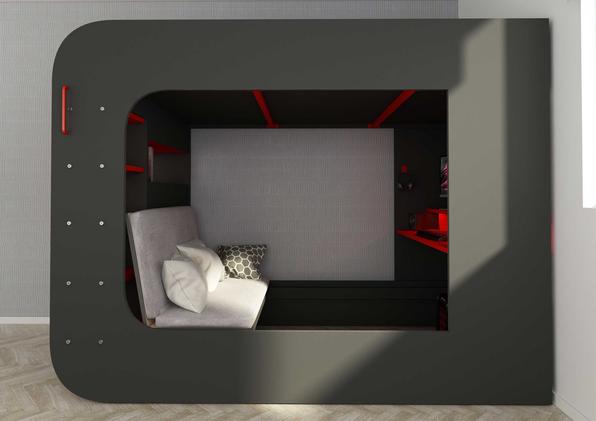 Sommier pliant avec coussin d'assise pour lit mezzanine Graham 120x200cm - Image 4