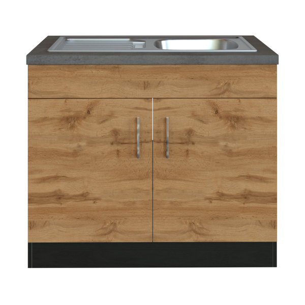 Sous-évier Sorrella 100cm 2 portes - chêne/graphite - Image 11