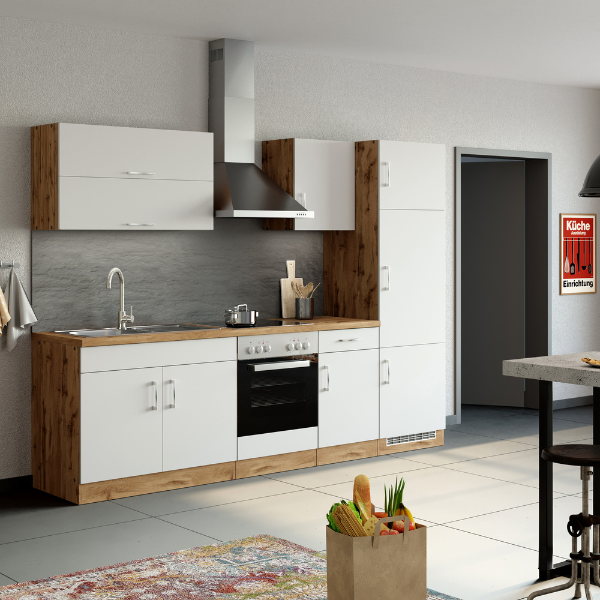 Sous-évier Sorrella 110cm 2 portes - blanc/chêne - Image 4