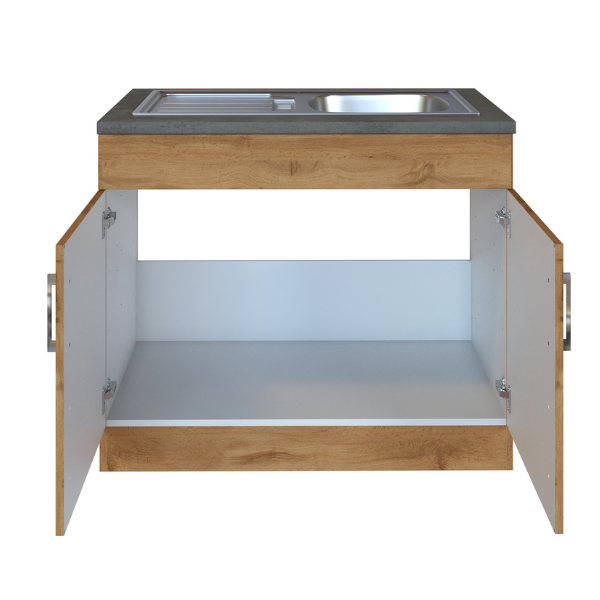 Sous-évier Sorrella 110cm 2 portes - chêne/béton - Image 9