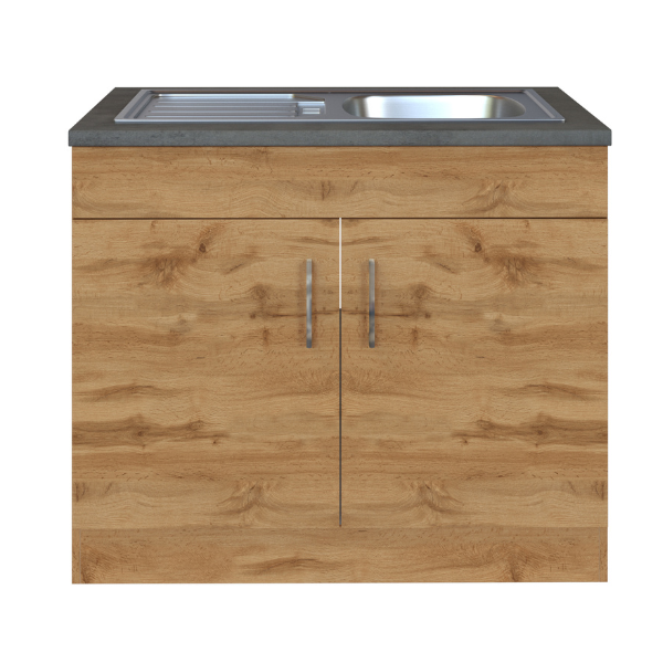 Sous-évier Sorrella 110cm 2 portes - chêne/béton - Image 10