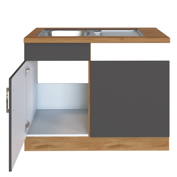 Sous-évier Sorrella 110cm pour lave-vaisselle 1 porte - anthracite/chêne - Image 10