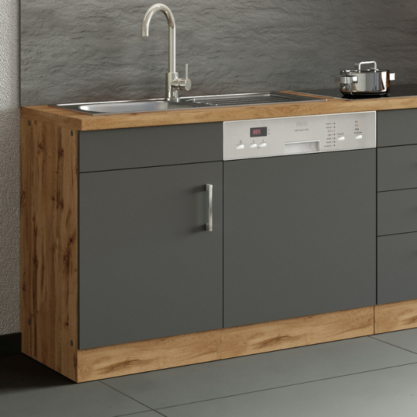 Sous-évier Sorrella 110cm pour lave-vaisselle 1 porte - anthracite/chêne