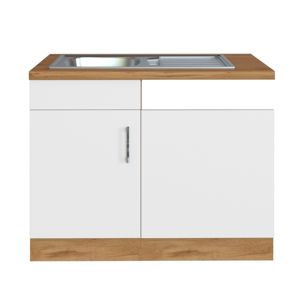 Sous-évier Sorrella 110cm pour lave-vaisselle 1 porte - blanc/chêne - Image 12