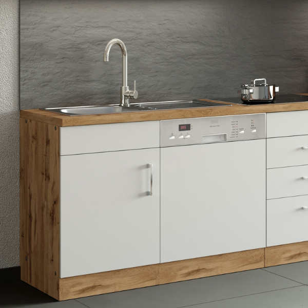 Sous-évier Sorrella 110cm pour lave-vaisselle 1 porte - blanc/chêne - Image 1