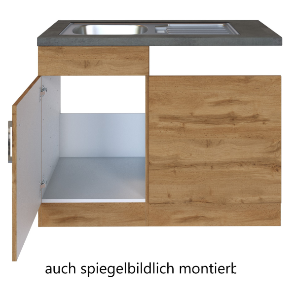 Sous-évier Sorrella 110cm pour lave-vaisselle 1 porte - chêne/béton - Image 10