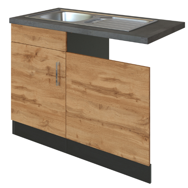 Sous-évier Sorrella 110cm pour lave-vaisselle 1 porte - chêne/graphite - Image 11