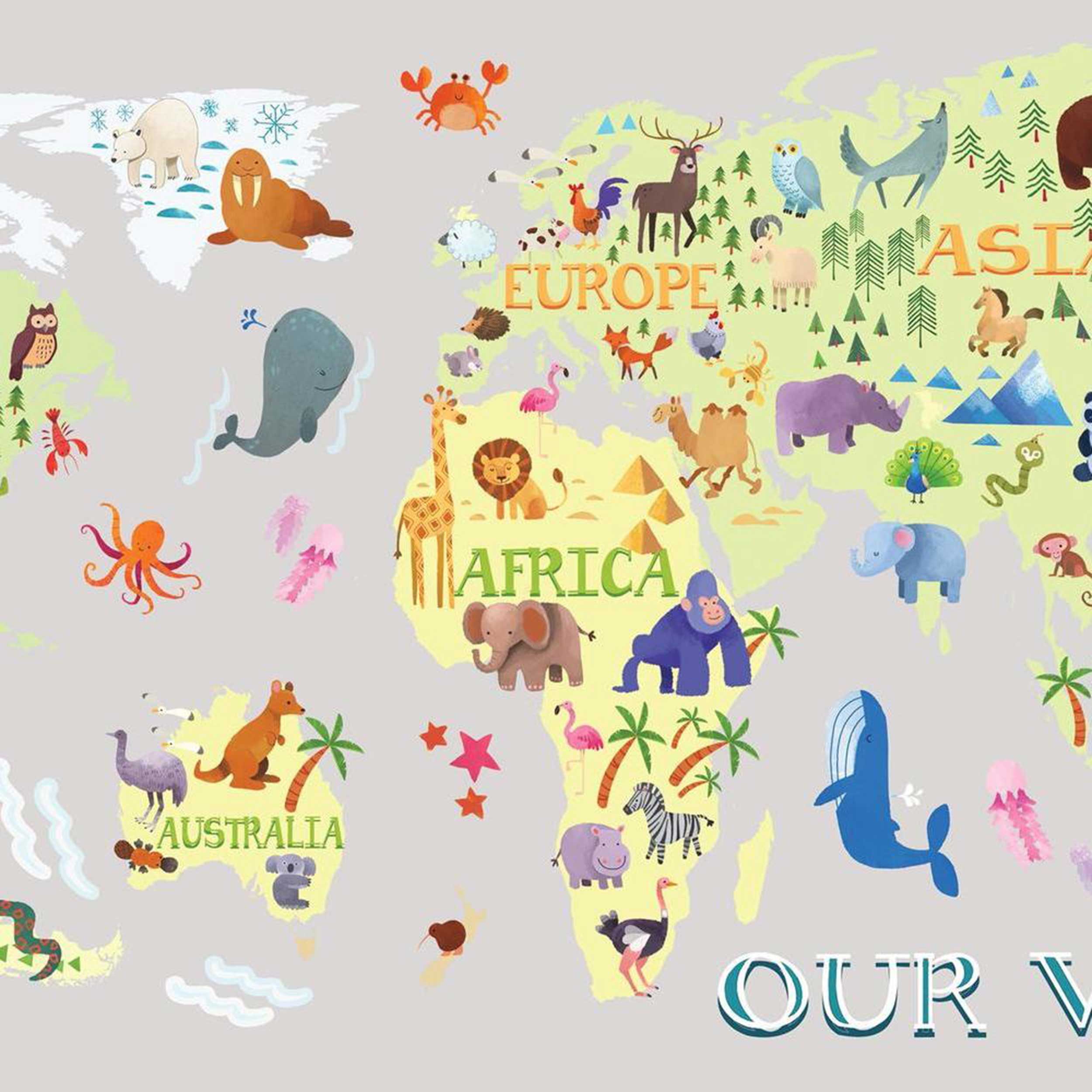 Sticker mural Kids World Map - Image 3