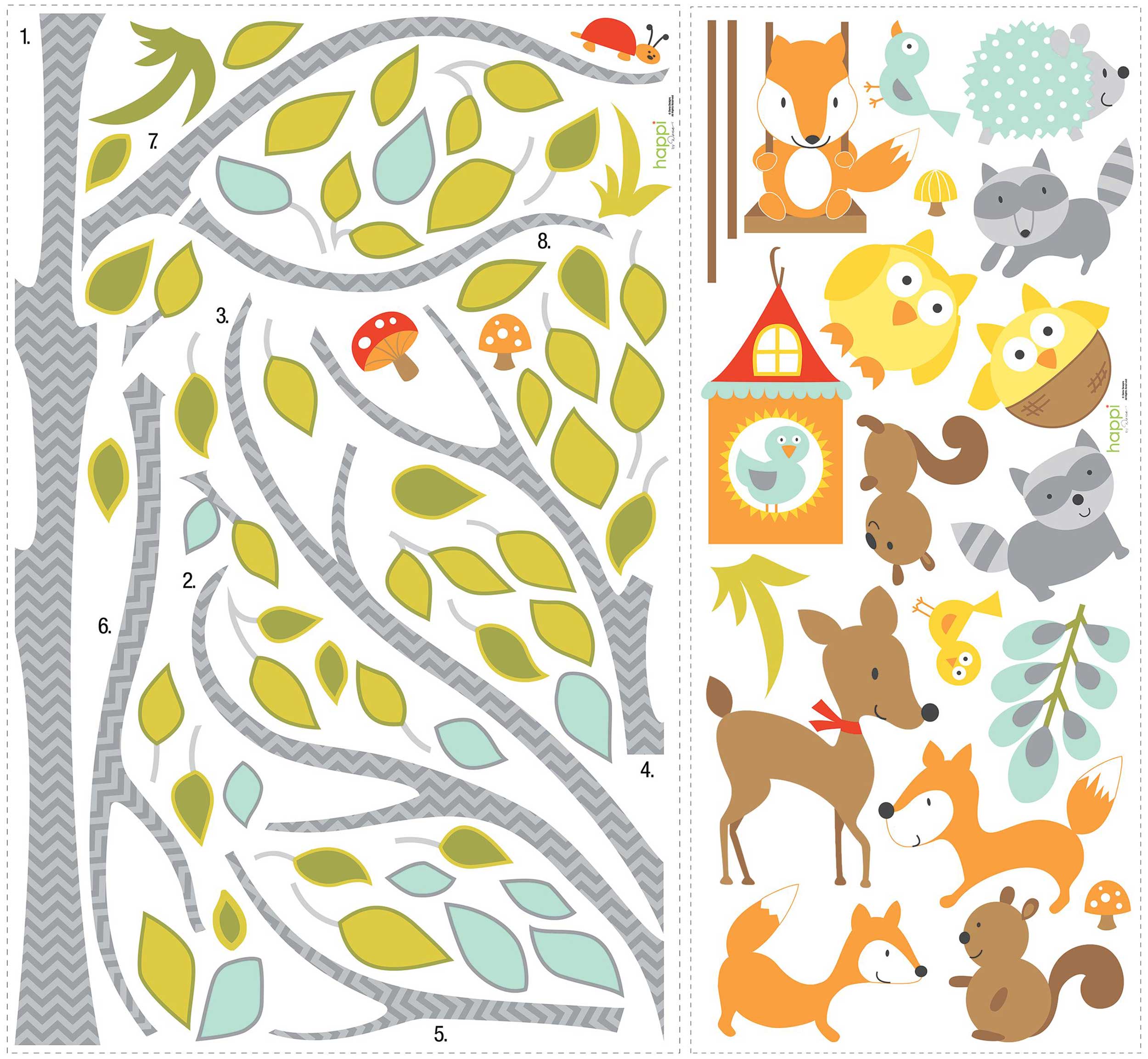 Stickers muraux Happy Woodland Fox & Friends Tree - Image 2