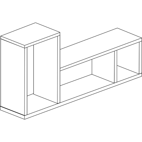 Support mural Bo0 98x24 cm avec 3 compartiments - blanc - Image 2