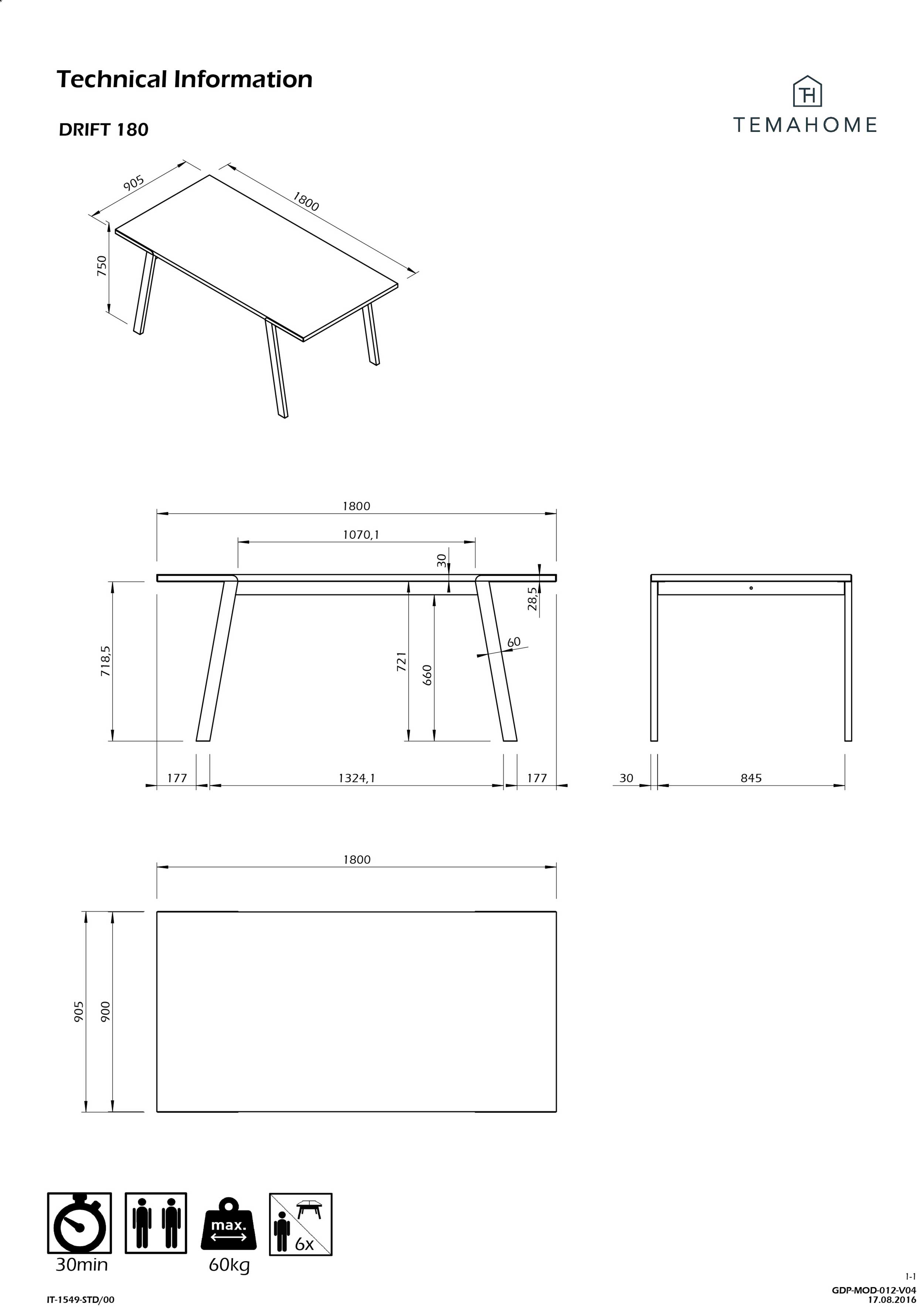Table à manger Drina 180x90 - chêne - Image 2