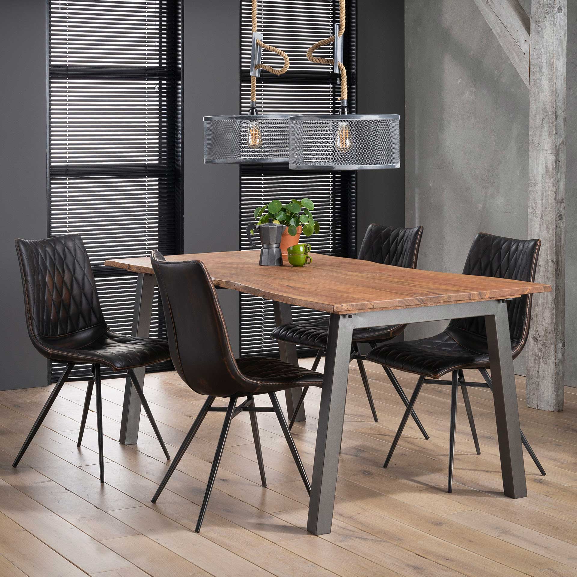 Table à manger Edge 180x76cm - bois d'acacia/gris - Image 1