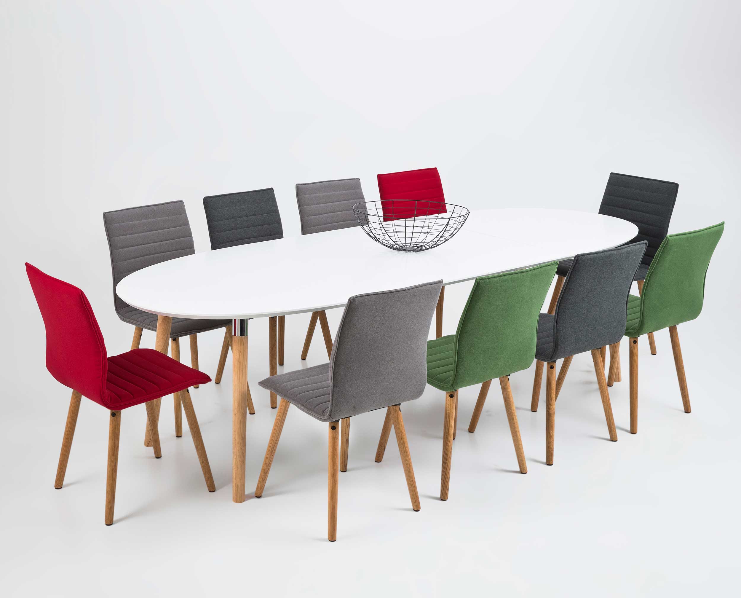 Table à manger extensible Berge 170/270x100 - blanc/chêne - Image 9