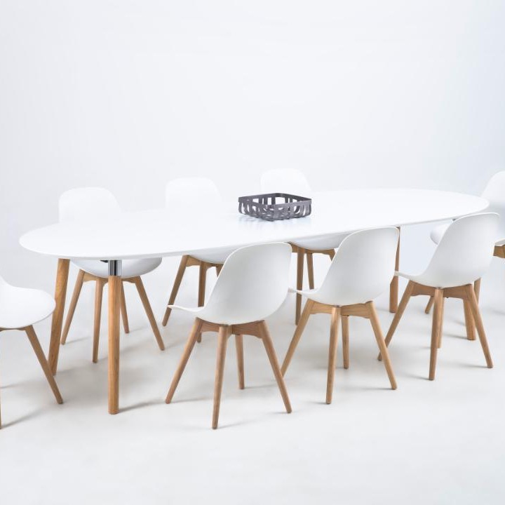 Table à manger extensible Berge 170/270x100 - blanc/chêne - Image 1