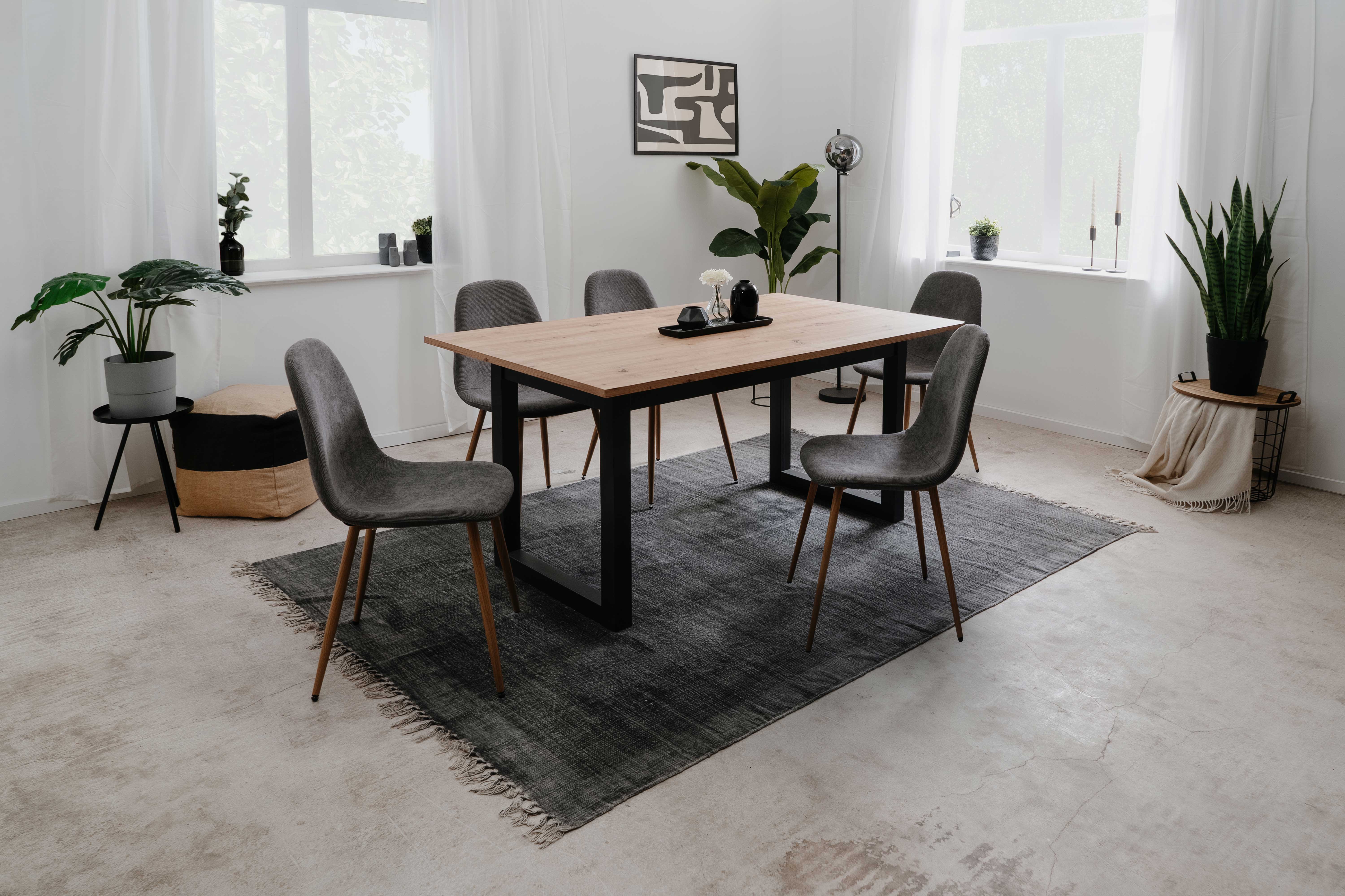 Table à manger extensible Damon 160/200x90 - chêne artisan/anthracite - Image 9