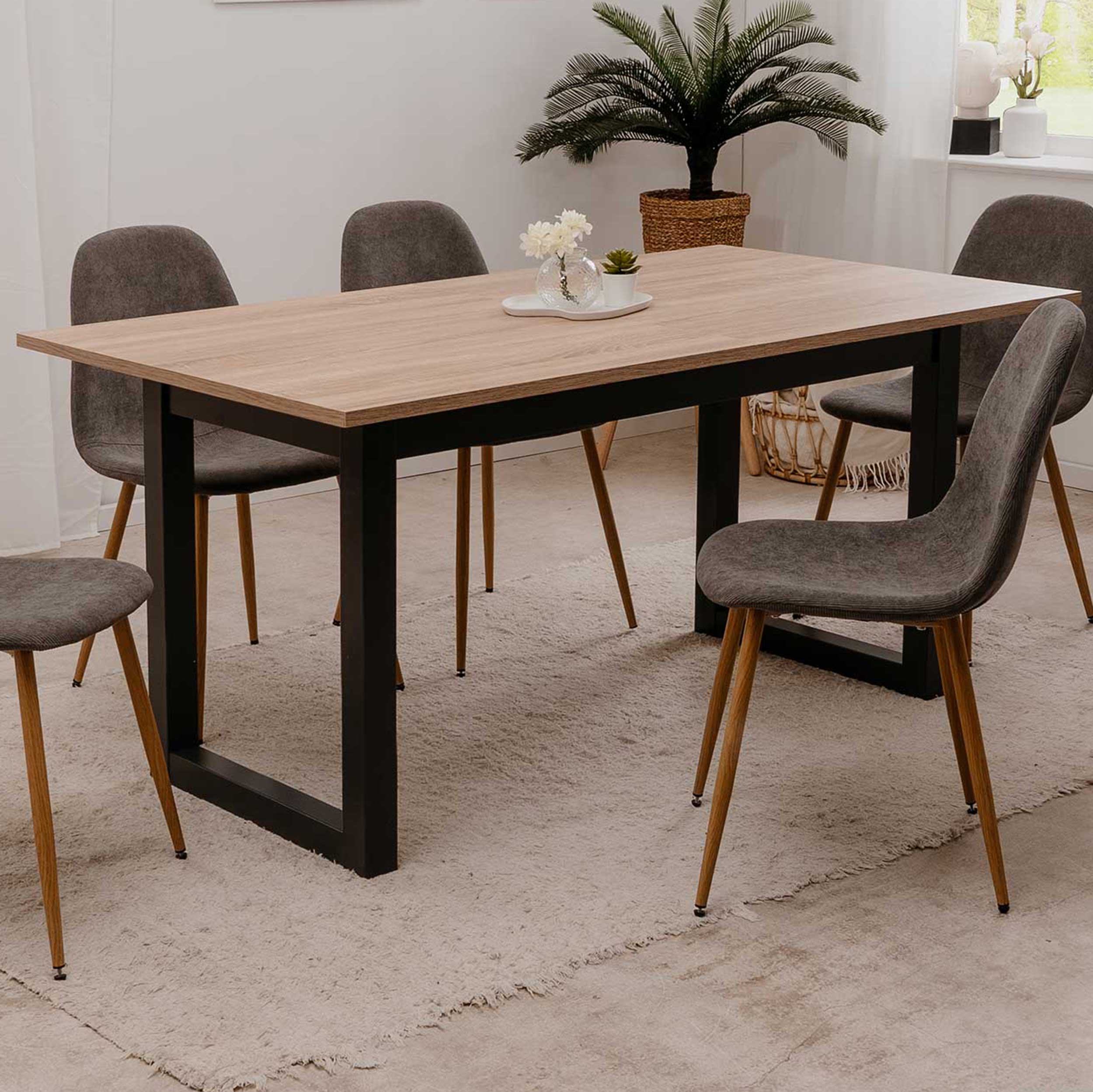 Table à manger extensible Damon 160/200x90 - chêne sonoma/anthracite - Image 1