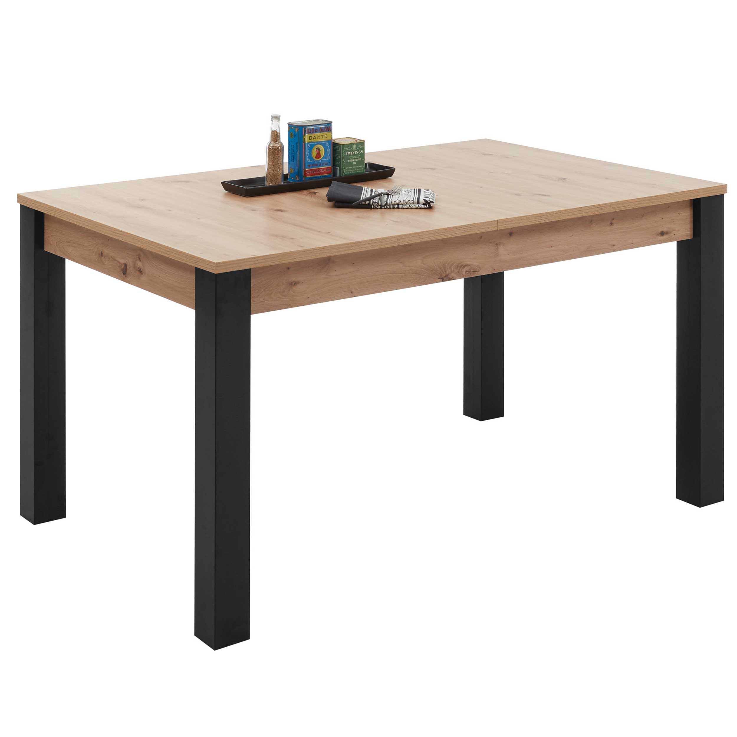 Table à manger extensible Laifis 140/210cm - blanc/vieux chêne