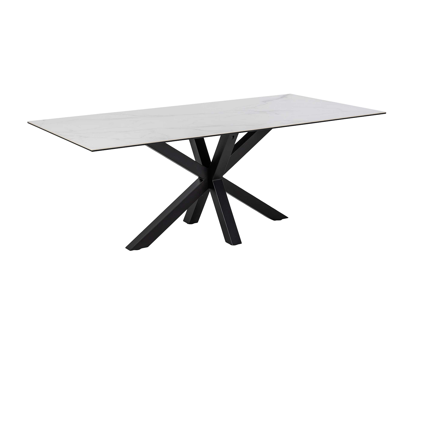 Table à manger Hennie 200x100 céramique - blanc/noir - Image 1